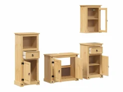 Online Juego de muebles de baño Corona 4 pzas madera maciza pino Estantería Sobre Inodoro