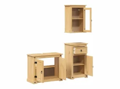 Discount vidaxl Juego de muebles de baño Corona 3 pzas madera maciza pino Marru00f3n