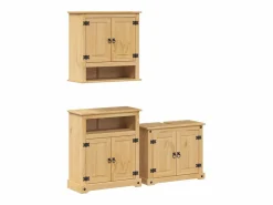 vidaxl Juego de muebles de baño Corona 3 pzas madera maciza pino