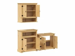 vidaxl Juego de muebles de baño Corona 3 pzas madera maciza pino