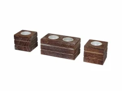 Best Juego de portavelas de té Tolve (3 piezas), marrón Portavelas Y Vela