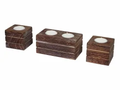 Best Juego de portavelas de té Tolve (3 piezas), marrón Portavelas Y Vela