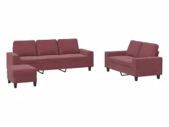 Outlet Clicnbuy Juego de sofás 3 piezas tela tinto Rojo