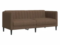 Clicnbuy Juego de sofás 3 piezas tela marrón