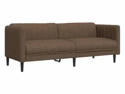 Clicnbuy Juego de sofás 3 piezas tela marrón