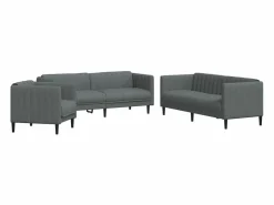 vidaxl Juego de sofás 3 piezas tela oscuro