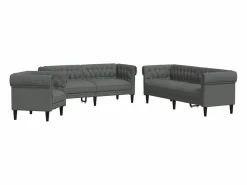Clicnbuy Juego de sofás 3 piezas tela oscuro