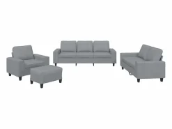 Clicnbuy Juego de sofás 4 piezas tela claro Gris