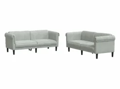 Clicnbuy Juego de sofás 2 piezas terciopelo claro
