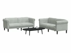 Clicnbuy Juego de sofás 2 piezas terciopelo claro