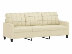 Clearance vidaxl Juego de sofás con cojines 4 piezas cuero sintético Crema