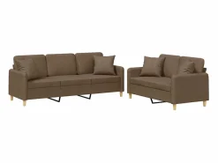Discount Clicnbuy Juego de sofás con cojines 2 piezas tela marrón Marru00f3n