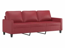 Clicnbuy Juego de sofás con cojines 3 piezas cuero sintético tinto