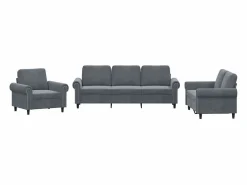 Discount Juego de sofás con cojines 3 piezas terciopelo oscuro Conjunto Sofá Y Sillón