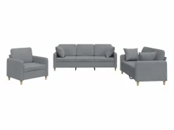 vidaxl Juego de sofás con cojines 3 piezas tela claro Gris
