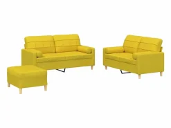 Clicnbuy Juego de sofás con cojines 3 piezas tela claro Amarillo