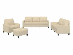 Clearance Clicnbuy Juego de sofás con cojines 4 piezas tela Crema
