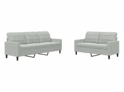 Online Juego de sofás con cojines 2 piezas terciopelo claro Conjunto Sofá Y Sillón