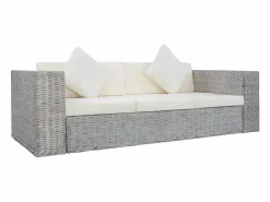 Hot Juego de sofás con cojines 2 piezas ratán natural Sofá Relax