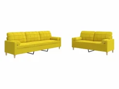 Clearance vidaxl Juego de sofás con cojines 2 piezas tela claro Amarillo