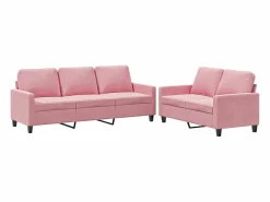 vidaxl Juego de sofás con cojines 2 piezas terciopelo Rosa