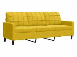 Best vidaxl Juego de sofás con cojines 3 piezas terciopelo Amarillo