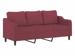 vidaxl Juego de sofás con cojines 3 piezas tela tinto Rojo