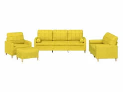 Clicnbuy Juego de sofás con cojines 4 piezas tela claro