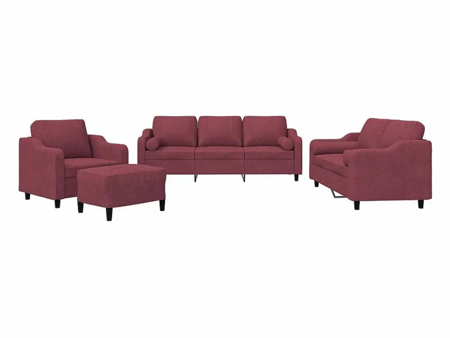 Online Juego de sofás con cojines 4 piezas tela tinto Conjunto Sofá Y Sillón