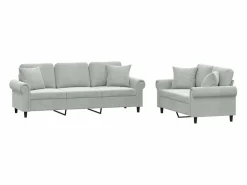 vidaxl Juego de sofás con cojines 2 piezas terciopelo claro Gris