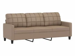 vidaxl Juego de sofás con cojines 2 piezas cuero sintético capuchino
