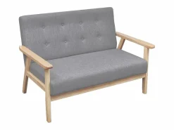 Juego de sofás de tela claro 2 piezas Conjunto Sofás