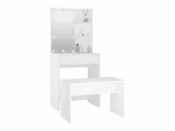 New vidaxl Juego de tocador con LED madera contrachapada Blanco