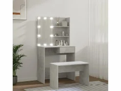 Juego de tocador con LED madera contrachapada hormigón ES329669 Tocador
