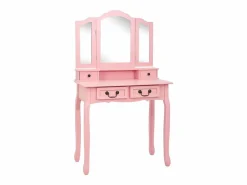 Online Juego de tocador y taburete madera paulownia 80x69x141 cm ES683065 Rosa