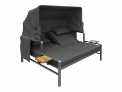 Hot KOMHTOM Juego de tumbonas de jardín para 2-4 personas, con toldo plegable, juego de sofás de exterior Gris