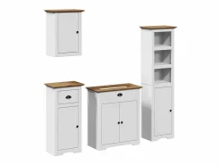 Juego muebles baño BODO 4pzas madera maciza pino marrón Estantería Sobre Inodoro