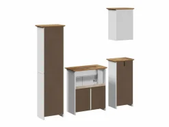 Juego muebles baño BODO 4pzas madera maciza pino marrón Estantería Sobre Inodoro