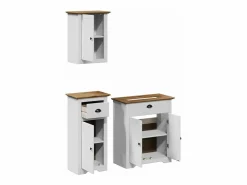 Best Juego muebles baño BODO 3pzas madera maciza pino marrón Estantería Sobre Inodoro