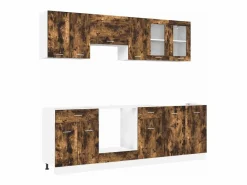 Juegos de muebles de cocina con cajón Lyon 8 pcs Roble ahumado Cocina Completa