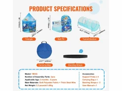 Outlet Juegos de Tienda y Túneles SucceBuy para Niños, Regalo para Bebés Varones y Niñas, Azul Océano Cabaña Infantil