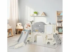 Juguete de escalada para niños 10 en 1 con tobogán, independiente, para escalar y perforar, verde