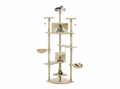 Garden Furniture Junction City Rascador para gatos con poste de sisal 203 cm y blanco