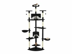 Online Garden Furniture Junction City Rascador para gatos con poste de sisal y blanco 203 cm Negro