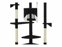Online Garden Furniture Junction City Rascador para gatos con poste de sisal y blanco 203 cm Negro