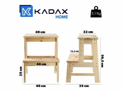 Hot KADAX Taburete de cocina de madera con plataforma de 50 cm y escalón macizo Reposapiés