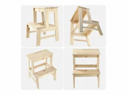 Hot KADAX Taburete de cocina de madera con plataforma de 50 cm y escalón macizo Reposapiés