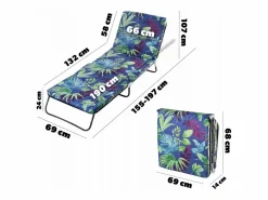 Sale KADAX Tumbona de jardín Tumbona turística Cojín para Cama de jardín Cómodo 66x190 cm Multicolor