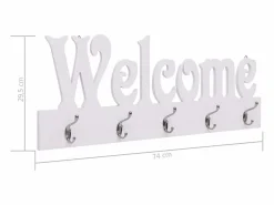 Clearance Garden Furniture Kadri Perchero de pared WELCOME 74x29,5 cm Blanco