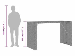 Best Garden Furniture Karaca Mesa alta jardín superficie madera ratán PE 185x80x110 cm Negro